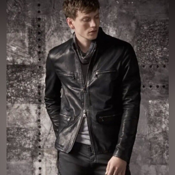 John Varvatos black sheepskin leather jacket, size 56 (XL) - Picture 1 of 11